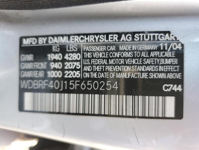 WDBRF40J15F650254 - 2005 MERCEDES-BENZ C 230K SPO SILVER photo 12