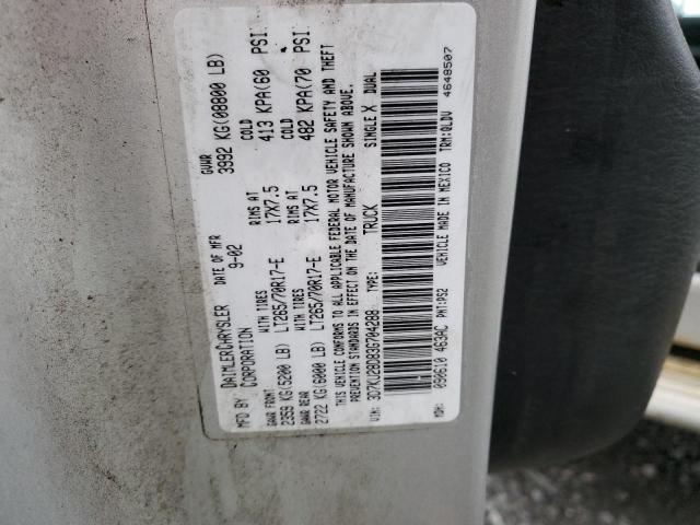 3D7KU28D83G704288 - 2003 DODGE RAM 2500 S ვერცხლისფერი ფოტო 12