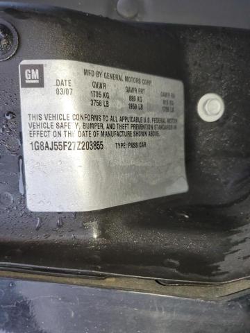 1G8AJ55F27Z203855 - 2007 SATURN ION LEVEL შავი ფოტო 12