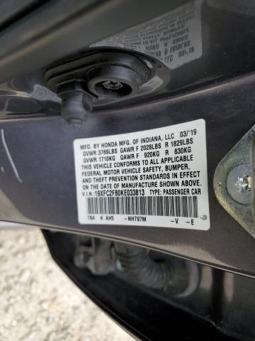 19XFC2F80KE****** - 2019 HONDA CIVIC SPOR Grau Foto 12