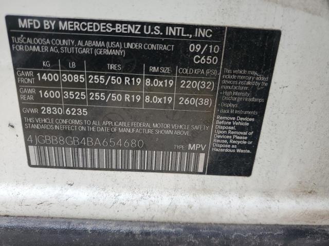 4JGBB8GB4BA654680 - 2011 MERCEDES-BENZ ML 350 4MA WHITE photo 13