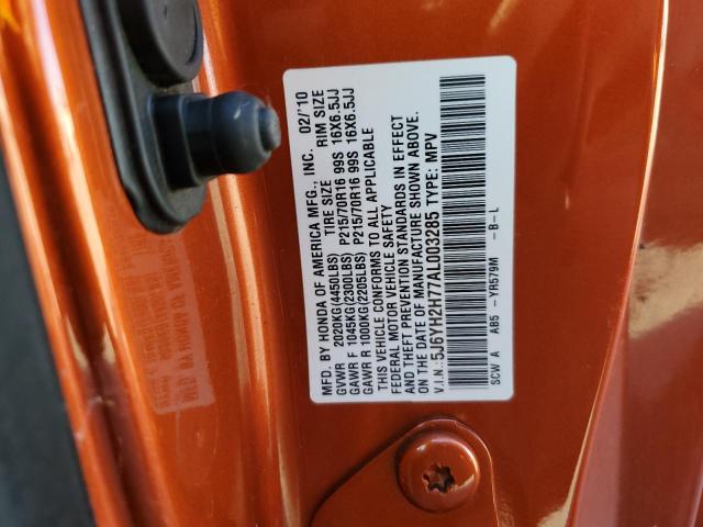 5J6YH2H77AL003285 - 2010 HONDA ELEMENT EX ORANGE photo 12