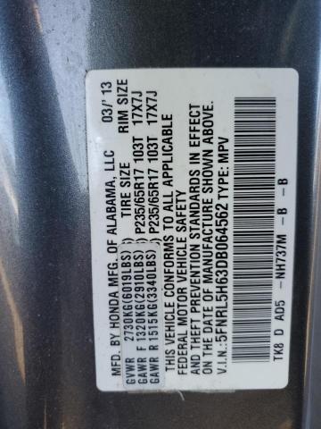 5FNRL5H63DB064562 - 2013 HONDA ODYSSEY EX GRAY photo 13