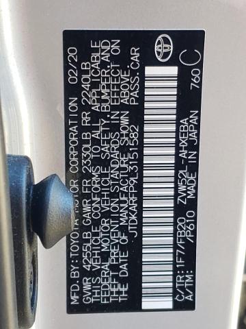 JTDKARFP9L3151582 - 2020 TOYOTA PRIUS PRIM 银色 照片 12