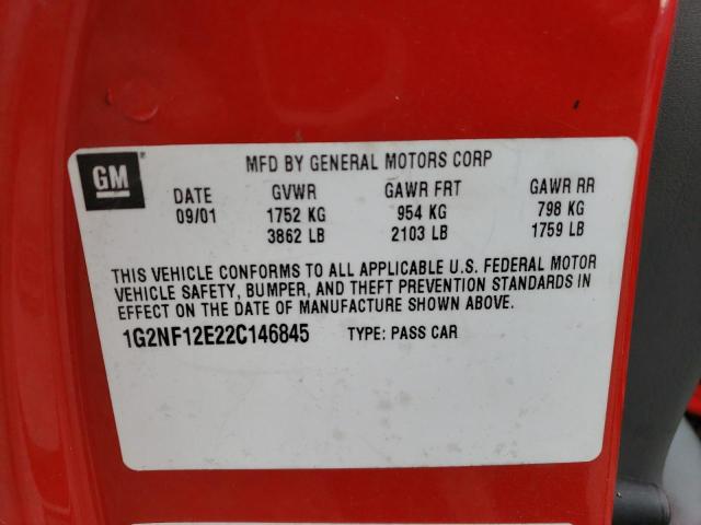 1G2NF12E22C146845 - 2002 PONTIAC GRAND AM S RED photo 12