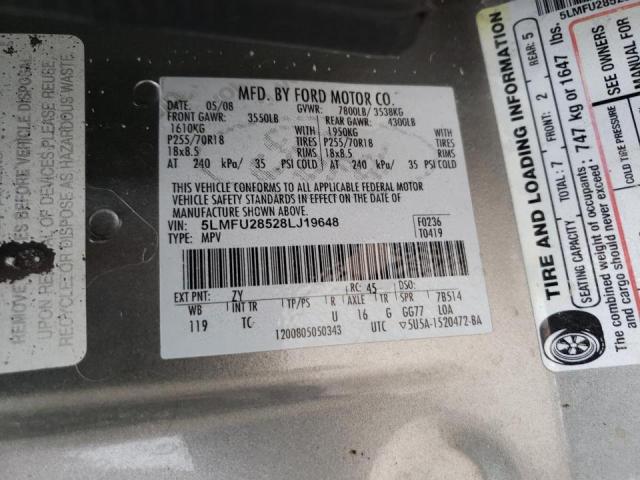 5LMFU28528LJ19648 - 2008 LINCOLN NAVIGATOR 米色 照片 10