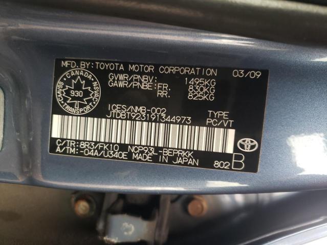 JTDBT923191344973 - 2009 TOYOTA YARIS BLUE photo 12