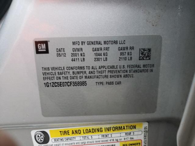 1G1ZC5E07CF358985 - 2012 CHEVROLET MALIBU 1LT 银色 照片 13