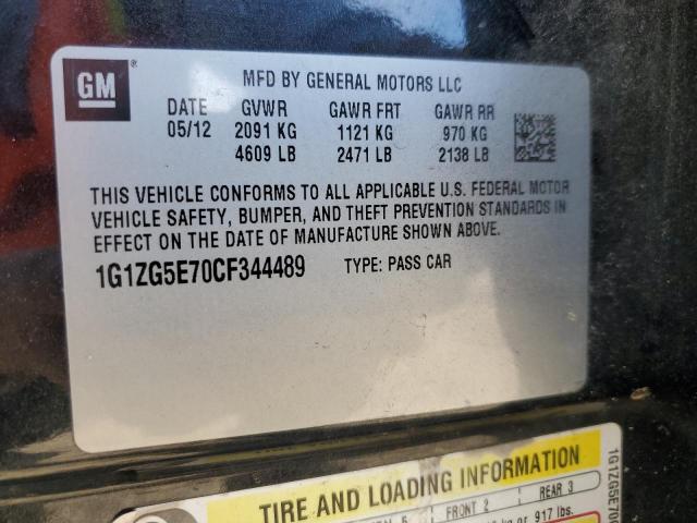1G1ZG5E70CF344489 - 2012 CHEVROLET MALIBU LTZ შავი ფოტო 12