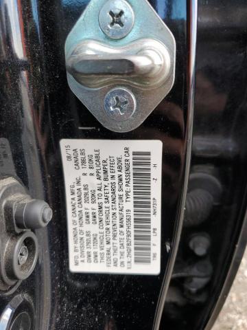 2HGFB2F90FH556319 - 2015 HONDA CIVIC EXL أسود صورة 12