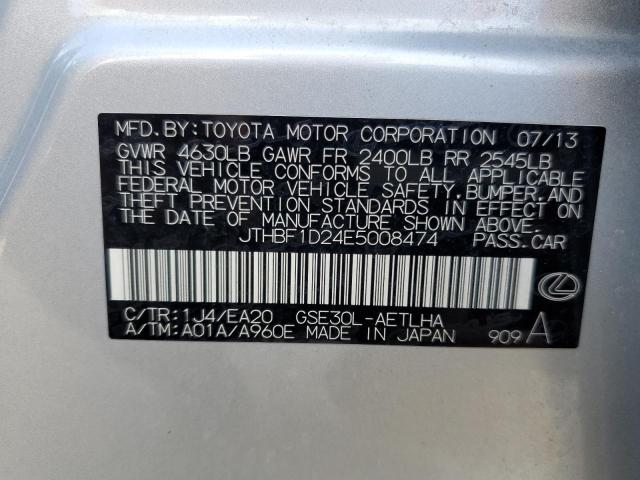 JTHBF1D24E5008474 - 2014 LEXUS IS 250 SILVER photo 13