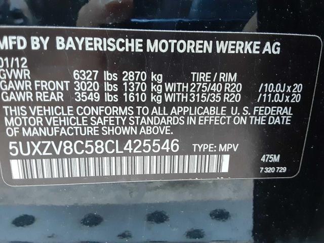 5UXZV8C58CL425546 - 2012 BMW X5 XDRIVE5 BLACK photo 10