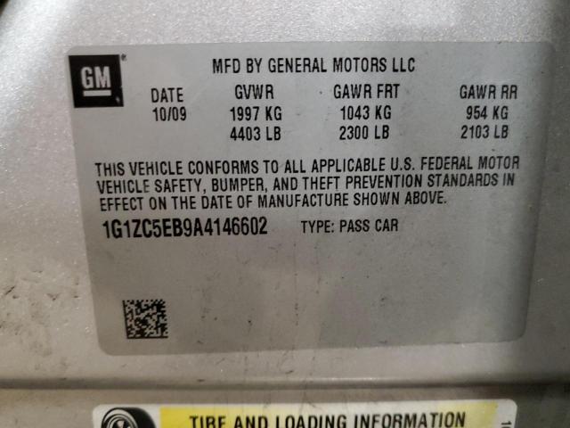 1G1ZC5EB9A4146602 - 2010 CHEVROLET MALIBU 1LT Күміс фото 12