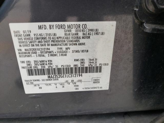 MAJ3S2GE1LC312194 - 2020 FORD ECOSPORT S GRAY photo 13