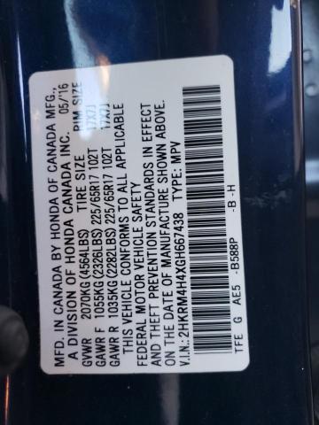 2HKRM4H4XGH667438 - 2016 HONDA CR-V SE BLUE photo 12