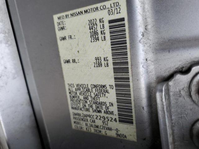 1N4BL2AP4CC229524 - 2012 NISSAN ALTIMA SR SILVER photo 12