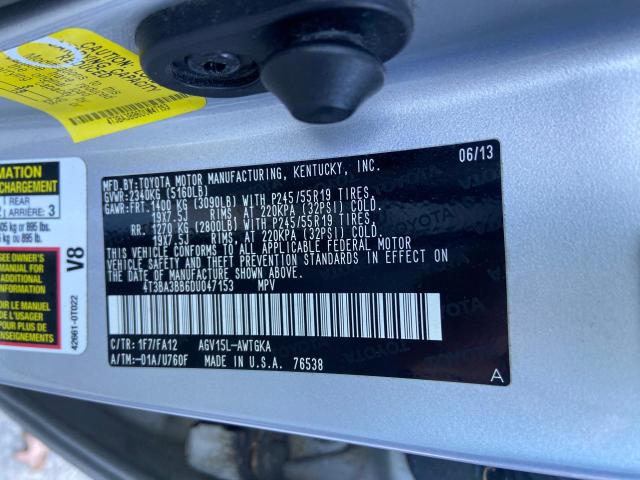 4T3BA3BB6DU047153 - 2013 TOYOTA VENZA LE SILVER photo 12