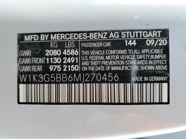 W1K3G5BB6MJ270456 - 2021 MERCEDES-BENZ A 35 AMG WHITE photo 12