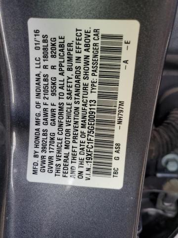 19XFC1F75GE009113 - 2016 HONDA CIVIC EXL Boz foto 12