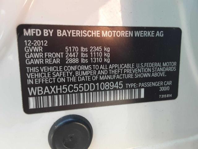 WBAXH5C55DD108945 - 2013 BMW 528 XI WHITE photo 10