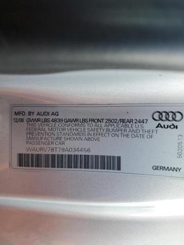 WAURV78T79A034456 - 2009 AUDI S5 QUATTRO SILVER photo 13