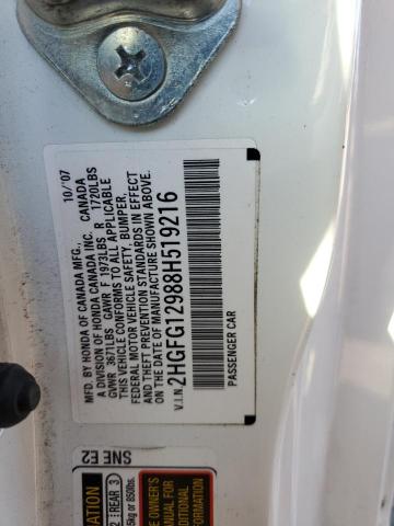 2HGFG12988H519216 - 2008 HONDA CIVIC EXL Ağ foto 12