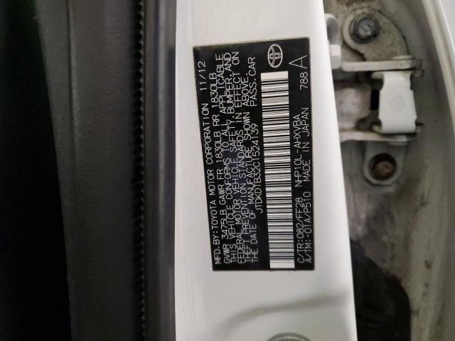 JTDKDTB32C1524139 - 2012 TOYOTA PRIUS C თეთრი ფოტო 12