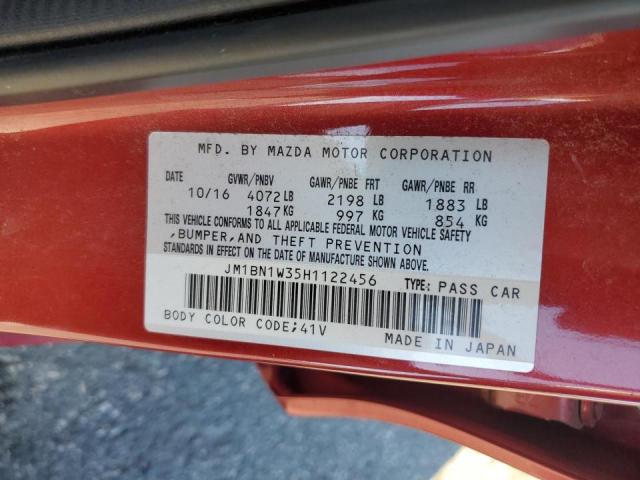 JM1BN1W35H1122456 - 2017 MAZDA 3 GRAND TO RED photo 12