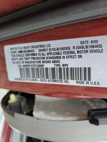 4S4BT61C737100597 - 2003 SUBARU BAJA RED photo 12