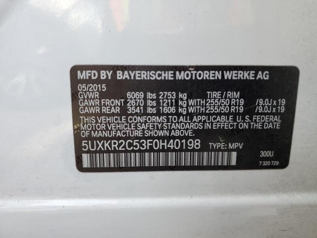 5UXKR2C53F0H40198 - 2015 BMW X5 SDRIVE3 WHITE photo 12