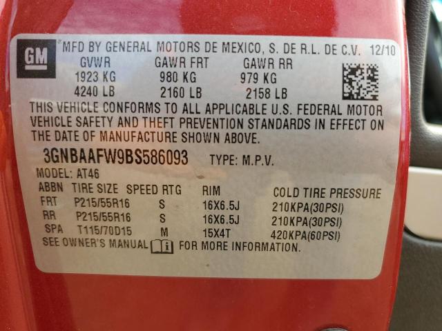 3GNBAAFW9BS586093 - 2011 CHEVROLET HHR LS RED photo 13