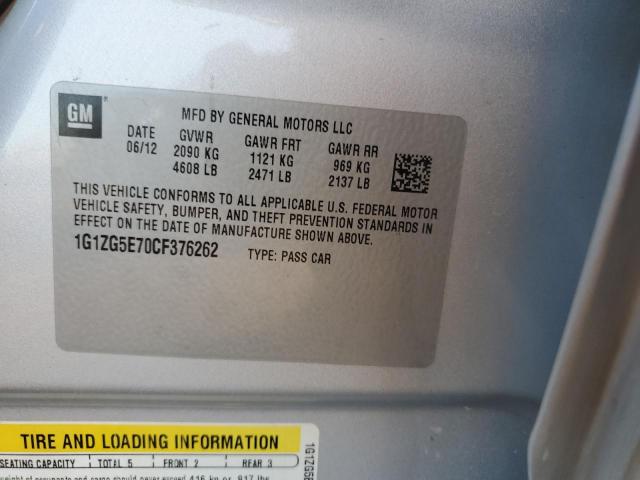 1G1ZG5E70CF376262 - 2012 CHEVROLET MALIBU LTZ ვერცხლისფერი ფოტო 12