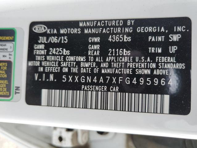 5XXGN4A7XFG495964 - 2015 KIA OPTIMA EX WHITE photo 12