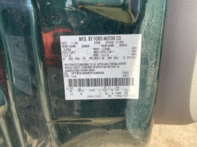 1FTRX14W87FA48926 - 2007 FORD F150 GREEN photo 10