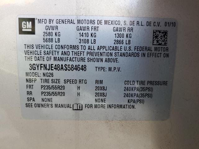 3GYFNJE48AS584648 - 2010 CADILLAC SRX PERFOR ოქროსფერი ფოტო 13
