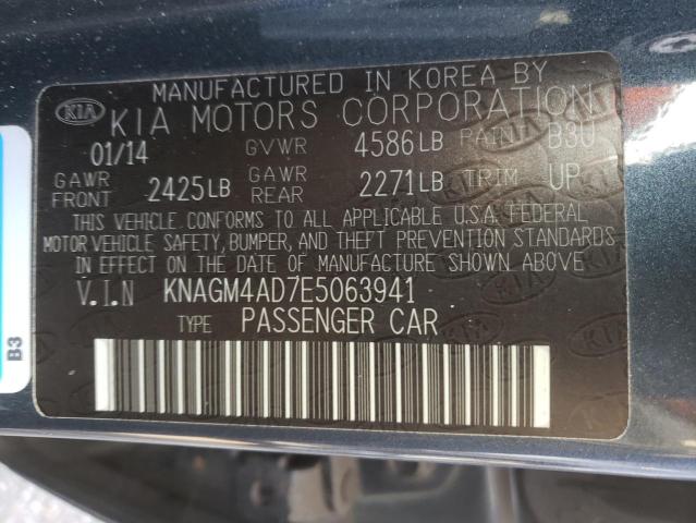 KNAGM4AD7E5063941 - 2014 KIA OPTIMA HYB BLUE photo 12