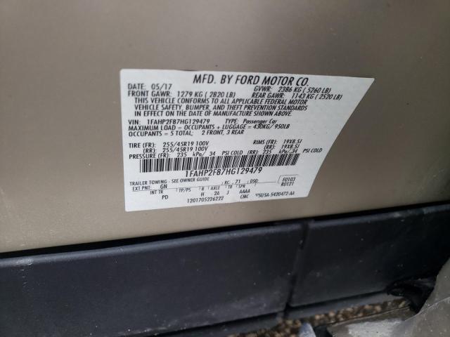 1FAHP2F87HG129479 - 2017 FORD TAURUS LIM GOLD photo 12