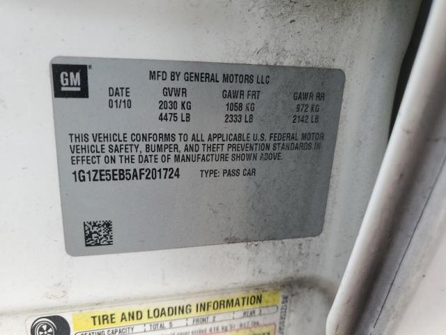 1G1ZE5EB5AF201724 - 2010 CHEVROLET MALIBU LTZ თეთრი ფოტო 12