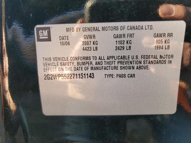 2G2WP552271161143 - 2007 PONTIAC GRAND PRIX შავი ფოტო 12