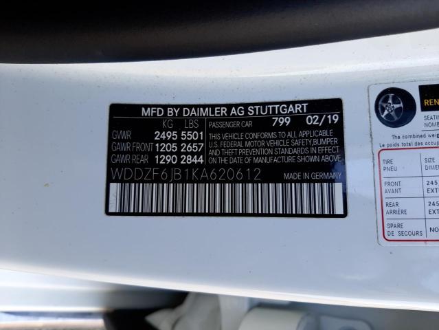 WDDZF6JB1KA620612 - 2019 MERCEDES-BENZ E 450 4MAT WHITE photo 12