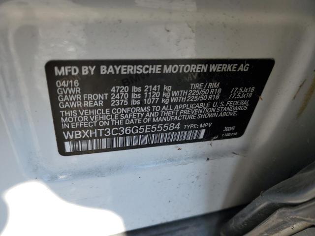 WBXHT3C36G5E55584 - 2016 BMW X1 XDRIVE2 WHITE photo 12