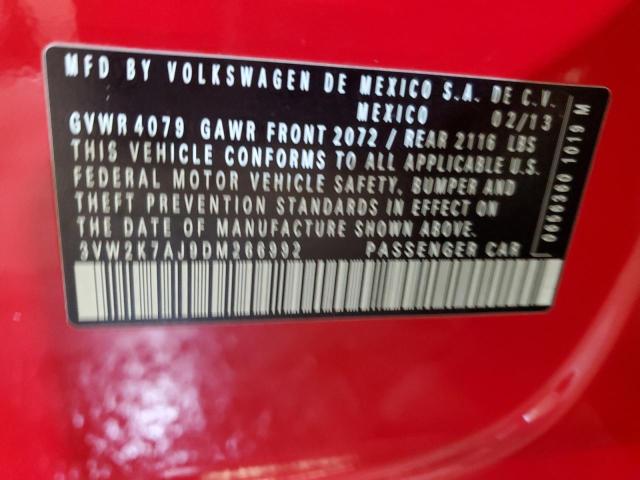 3VW2K7AJ9DM266992 - 2013 VOLKSWAGEN JETTA BASE RED photo 12