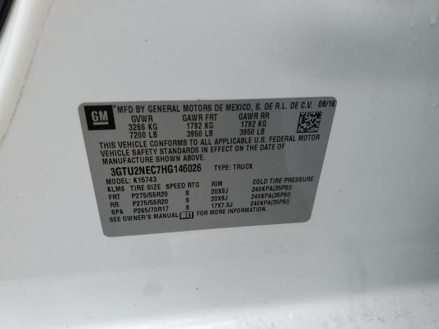 3GTU2NEC7HG146026 - 2017 GMC SIERRA K15 WHITE photo 12