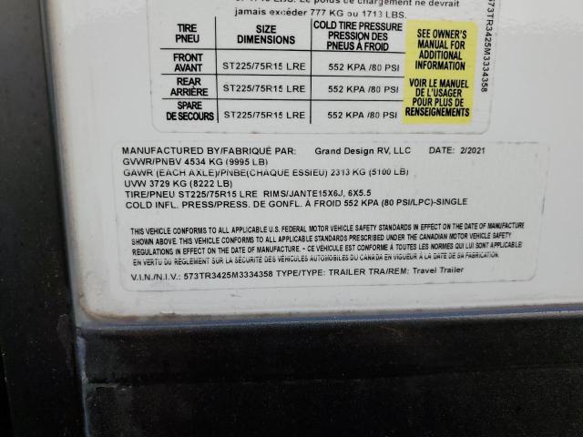 573TR3425M3334358 - 2021 GRAN REFLECTION WHITE photo 10