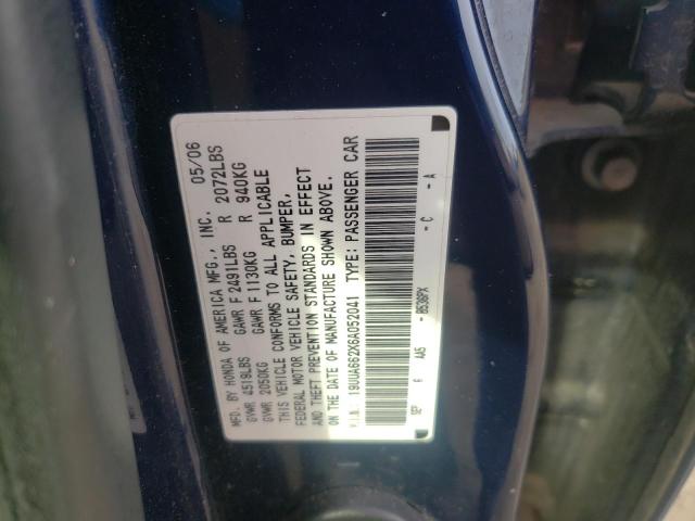 19UUA662X6A052041 - 2006 ACURA 3.2TL BLUE photo 12