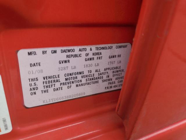 KL1TD66638B205609 - 2008 CHEVROLET AVEO BASE Qırmızı foto 12