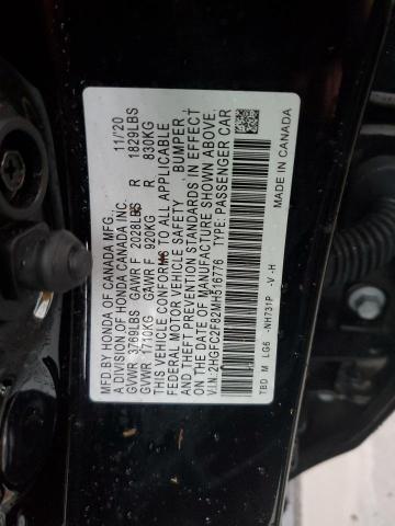 2HGFC2F82MH516776 - 2021 HONDA CIVIC SPOR Қара фото 13