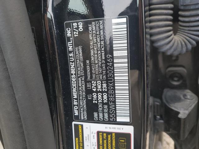 55SWF8EB9KU302469 - 2019 MERCEDES-BENZ C 300 4MAT BLACK photo 12