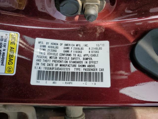 19UUA8F5XEA002325 - 2014 ACURA TL TECH MAROON photo 13