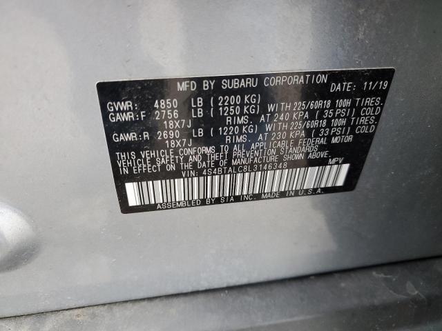 4S4BTALC8L3146348 - 2020 SUBARU OUTBACK LI SILVER photo 13